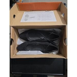 Propét Emma Black Suede Strappy Ballet Flats Size 9 AA Narrow